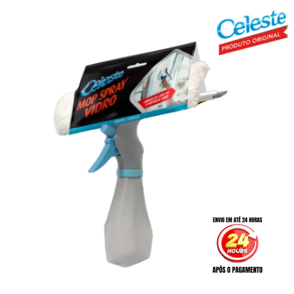 Mop Spray Limpa Vidros com Rodo e Reservatório – Refil Microfibra Alta Absorção