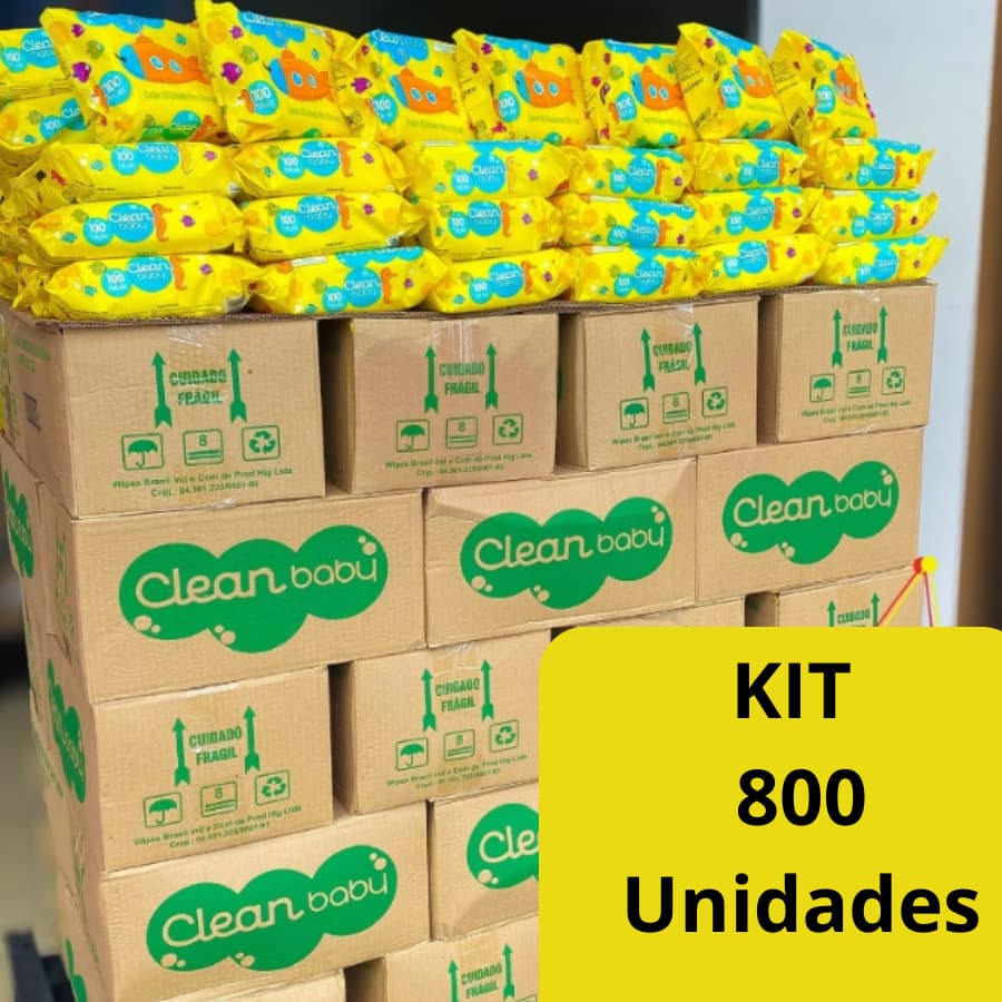 Caixa Kit Com 600 Lenços Marca Clean Baby  Higiene Bebe Promoção