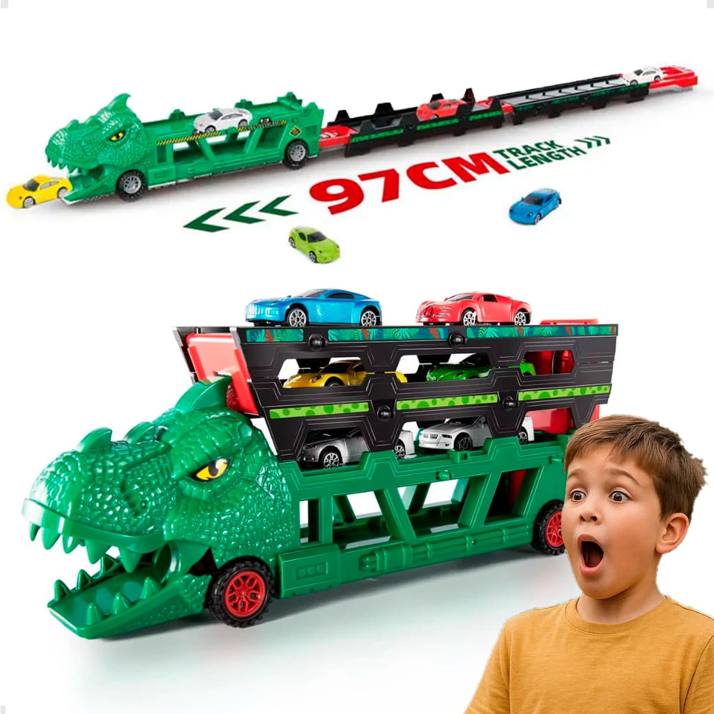 Carrinho Carreta Caminhão Cegonha Com Pista e Carrinhos Mais Lançador Divertida Babyland