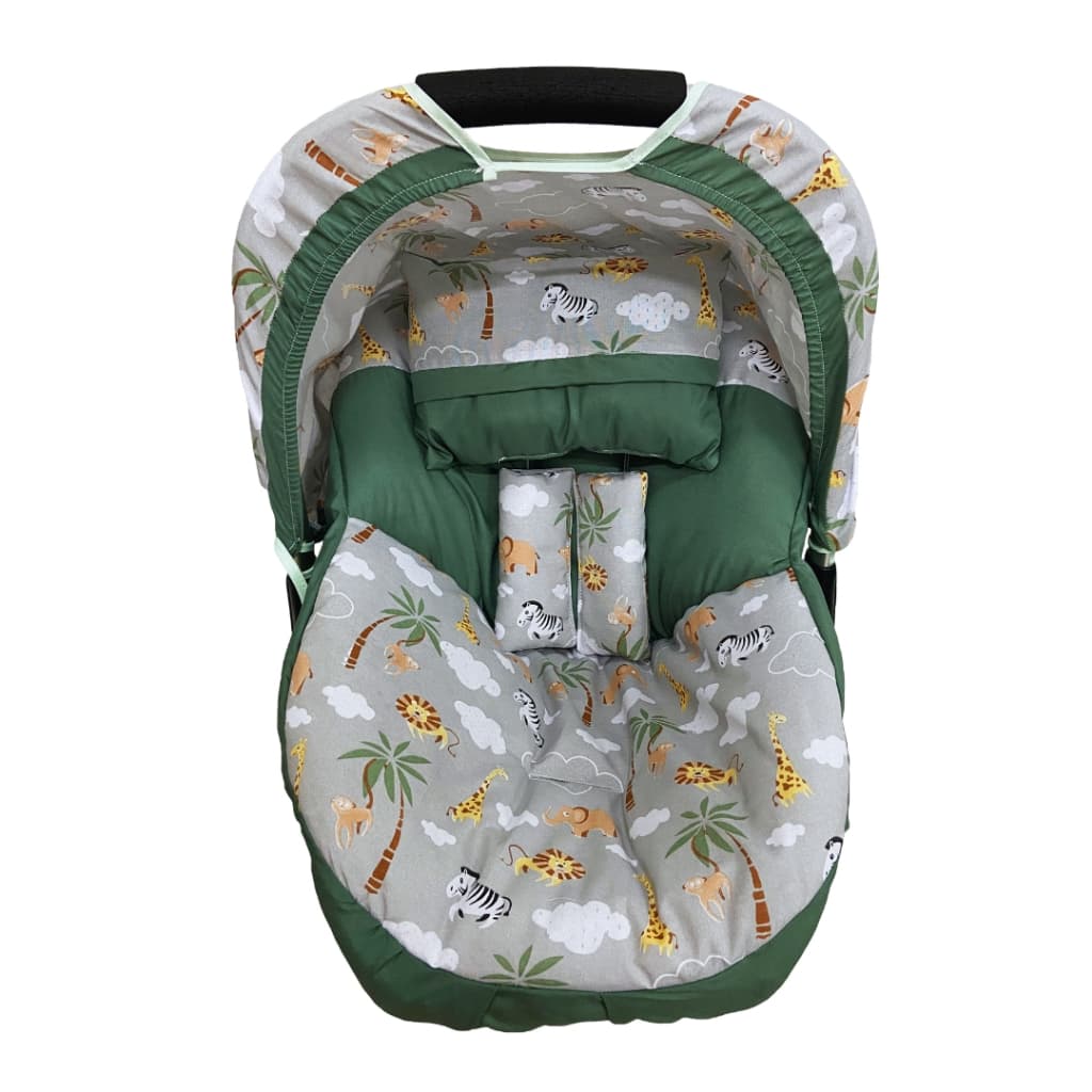 Capa de Bebê Conforto + Capota Solar + Protetores de Cinto e Travesseirinho -100% Algodão