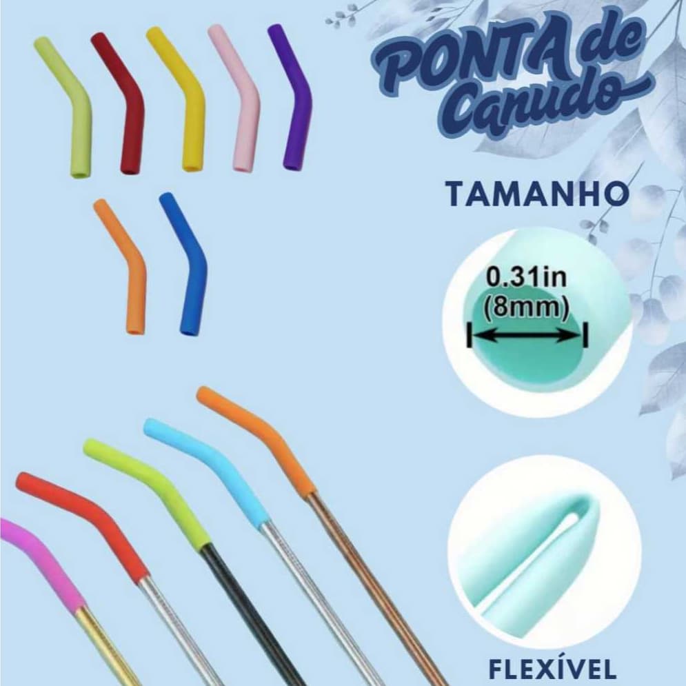 Ponta de Canudo de Silicone Reutilizável TAMANHO 8 MM