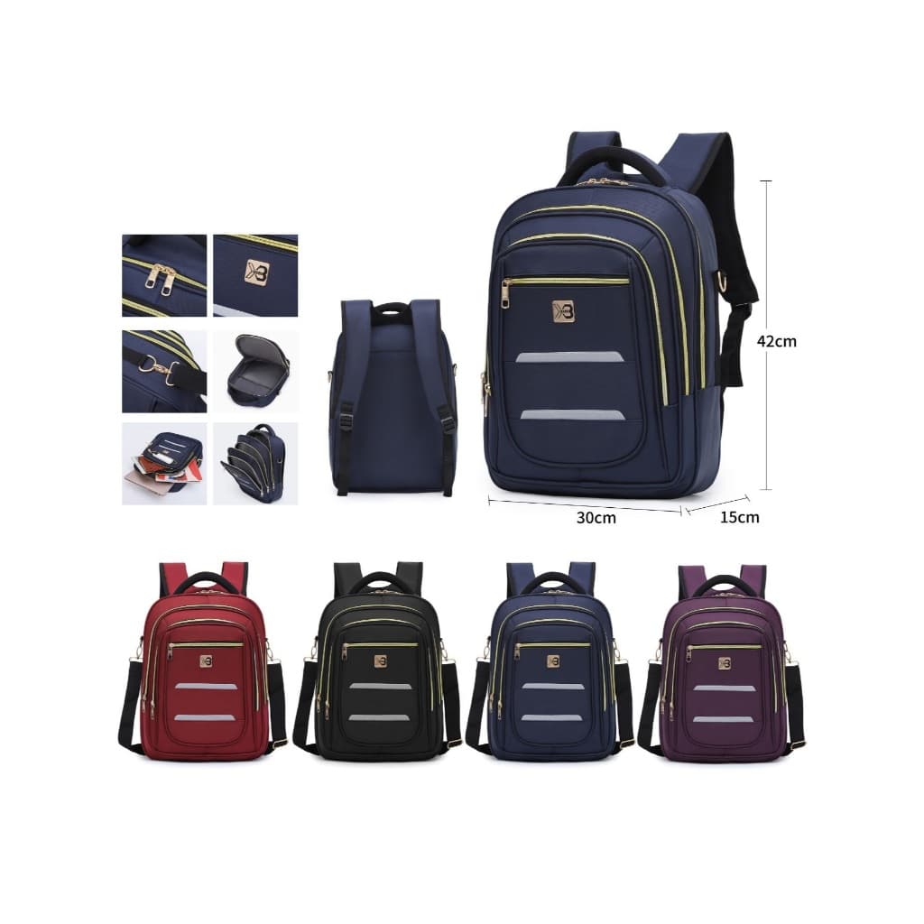 Mochila Notebook Faculdade Zíper Dourado Feminina Masculina Bolsa Prova D'água C/ Alça Laptop XIAOBANG