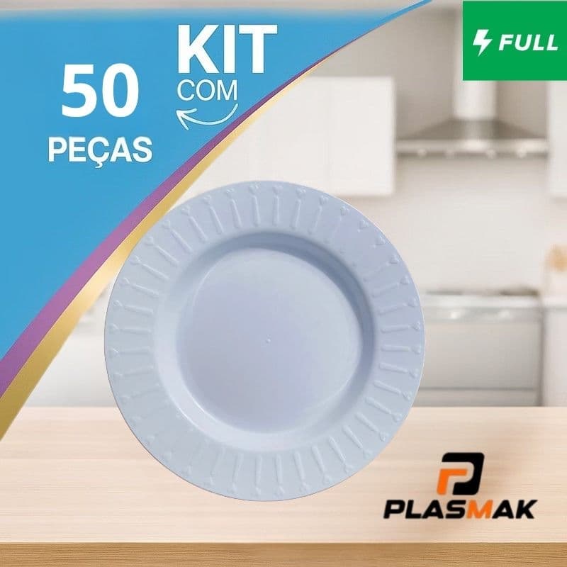 kit 50 prato Elegance fundo Branco Plástico Porções Petisco Bares Festas Lanchonetes casa Churrasco.