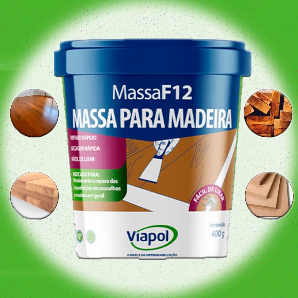 Massa Para Madeira F12 400g Calafetar Correção Madeira Viapol Várias Cores
