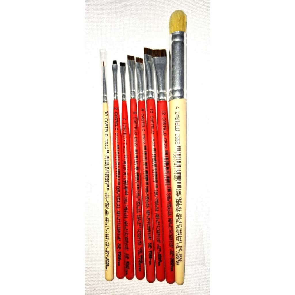 Kit de Pincéis Castelo Para Pintura em Tecido (8 Pincéis)