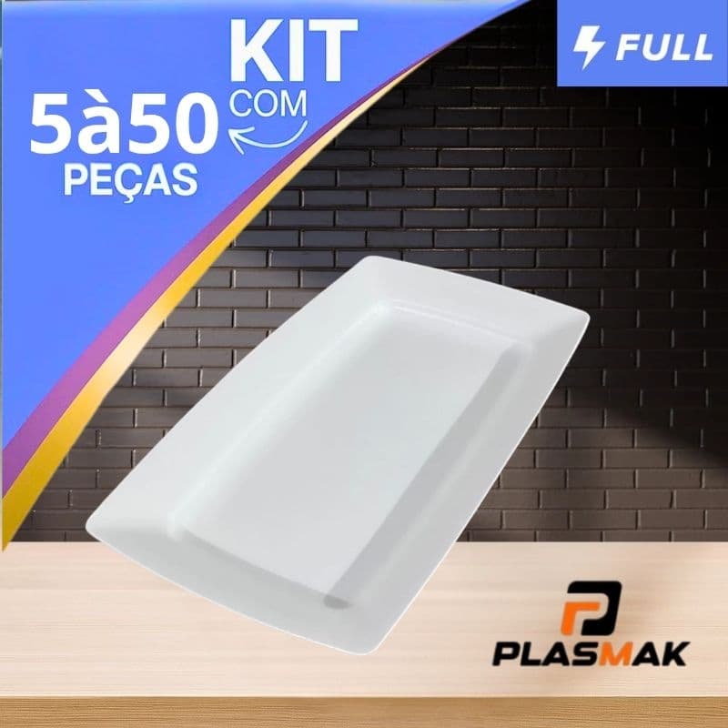 Kit até 50 Bandejas Petisqueira Plástico BRANCA/PRETA  Porções Petisco Festas Lanchonete  Churrasco