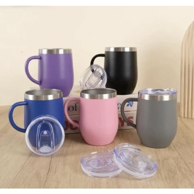 Copo de alça Cuia Térmica 350ml Em Inox Com Tampa e alças Envio Imediato