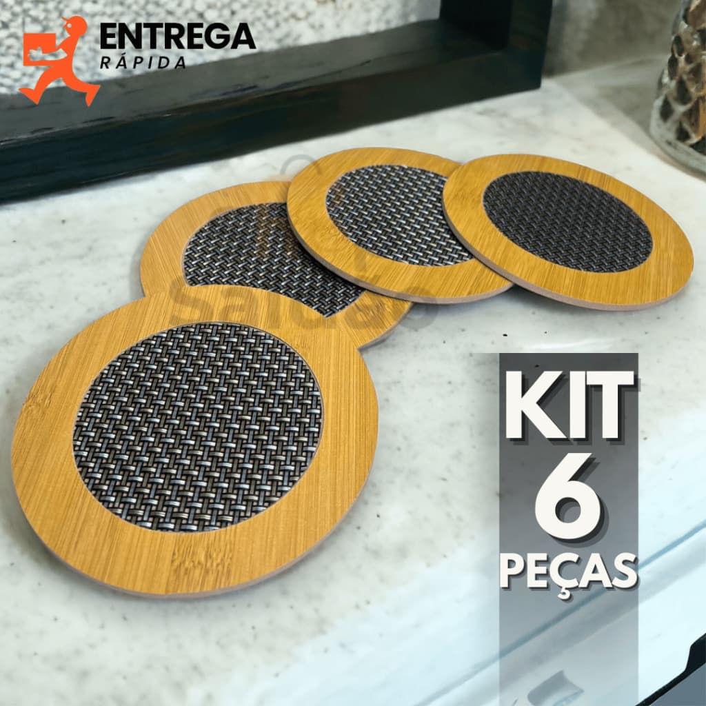 Kit 6 Descanso de Panela MDF 16,5cm Proteção para Mesa Apoio para Panela Quente - Escolha o Modelo