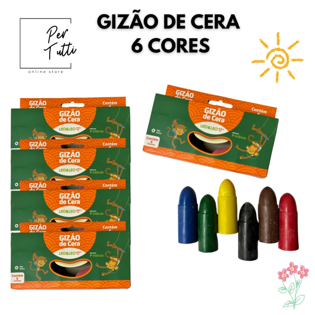 Gizao De Cera Meu Primeiro Giz 6 Cores Infantil Giz De Cera Grande