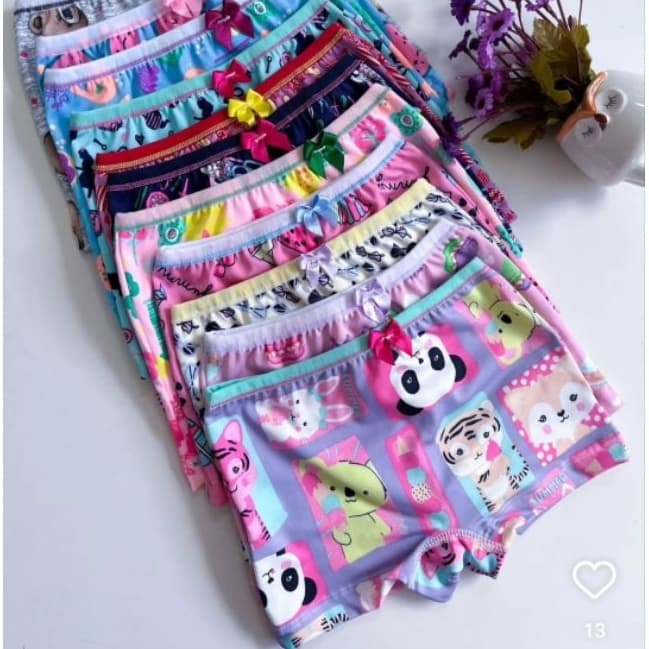 kit Com 10 Calcinhas Infantil ou 5 unidades Box Menina com Forro