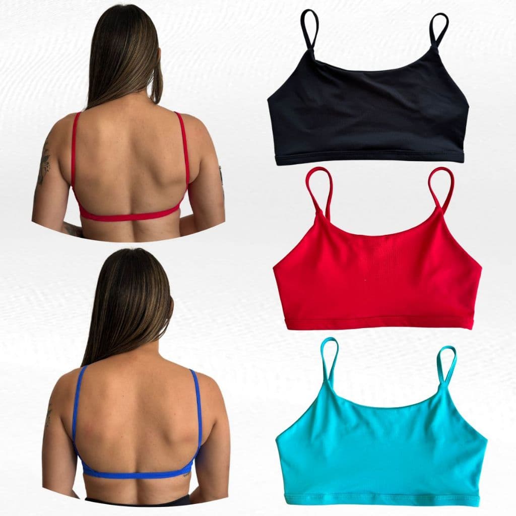 Top Academia Fitness Costas Nua Com Forro Em Poliamida e Elástico Na Barra