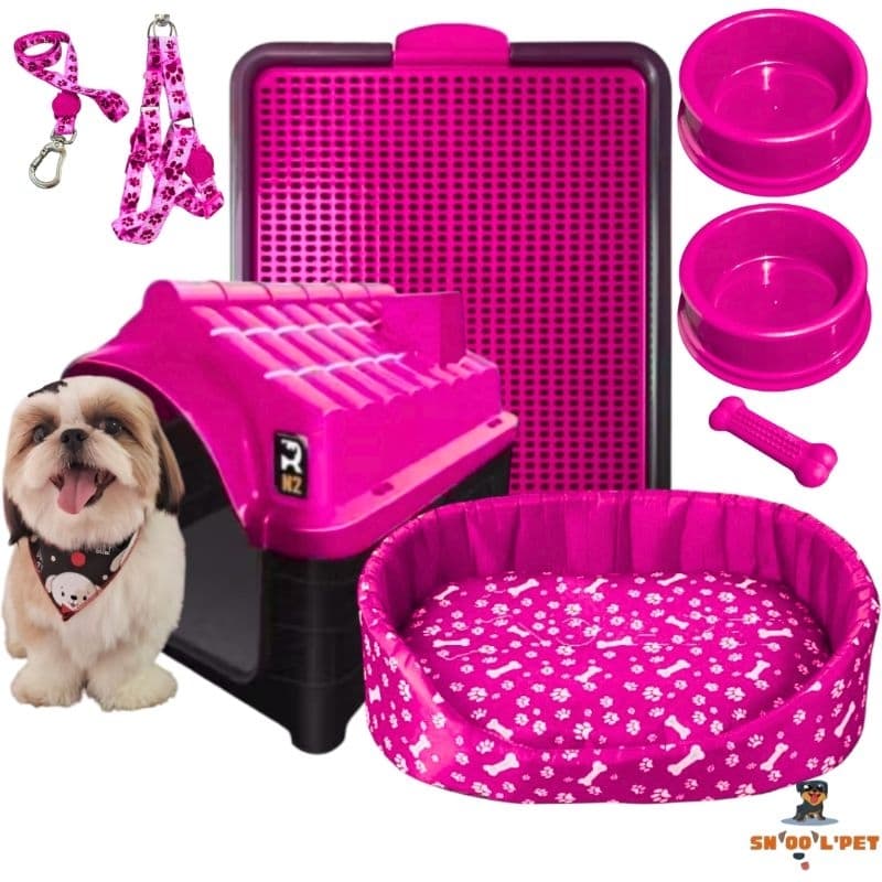 Kit Cachorro Completo Cama Pet Casinha De Cachorro Sanitário Canino Pequeno