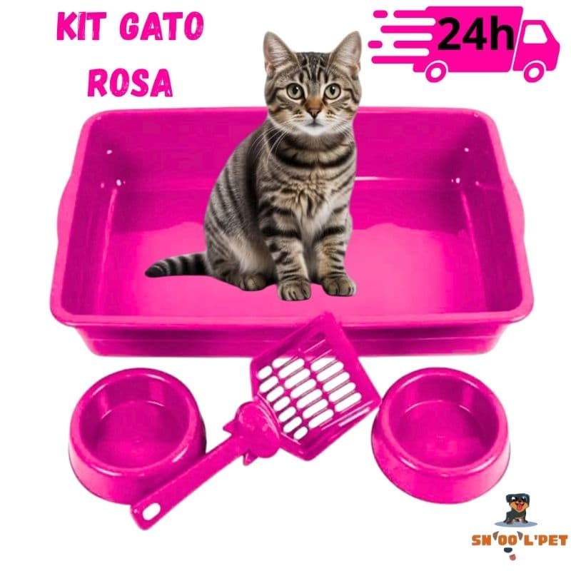 Kit Caixa De Areia Gato Higiênico Simples Para Felinos Pequenos e Médio Porte