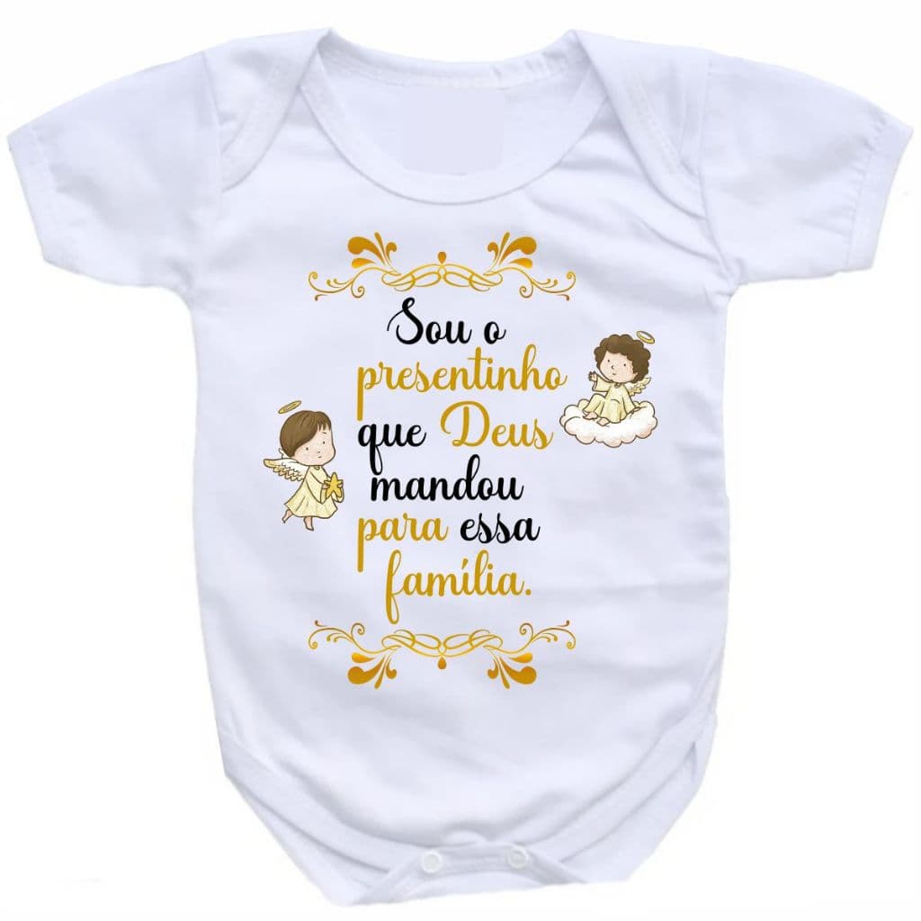 Body de Bebê roupa bebê unissex enxoval Frases Sou o Presentinho de Deus