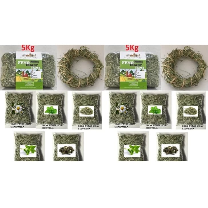 10kg Feno Coast Cross Premium 2 Guirlanda 2 kit feno sabores Nutripanspets