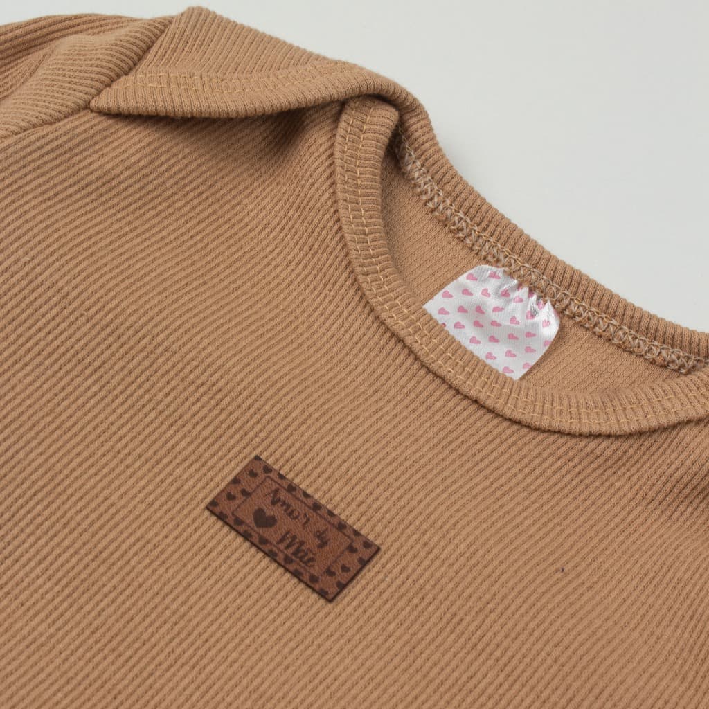 Conjunto Canelado Algodão  Body Bebê Manga Longa e  Calça Mijão Menino Menina P ao GG