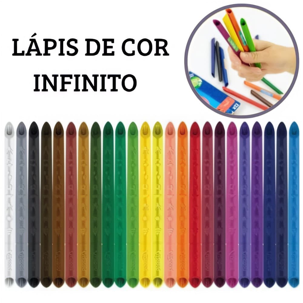 Lápis de Cor 24 e 12 Cores Maped Infinity Color’Peps Sem Apontador 100% Grafite Duram 10x Mais
