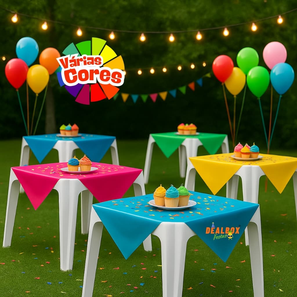 Kit 10~40 Toalha Plástica Mesa Aniversário Festa Junina Cola na Mesa
