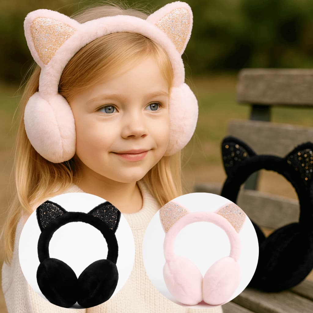 Protetor de Orelha Infantil Macio com Gliter Para Inverno