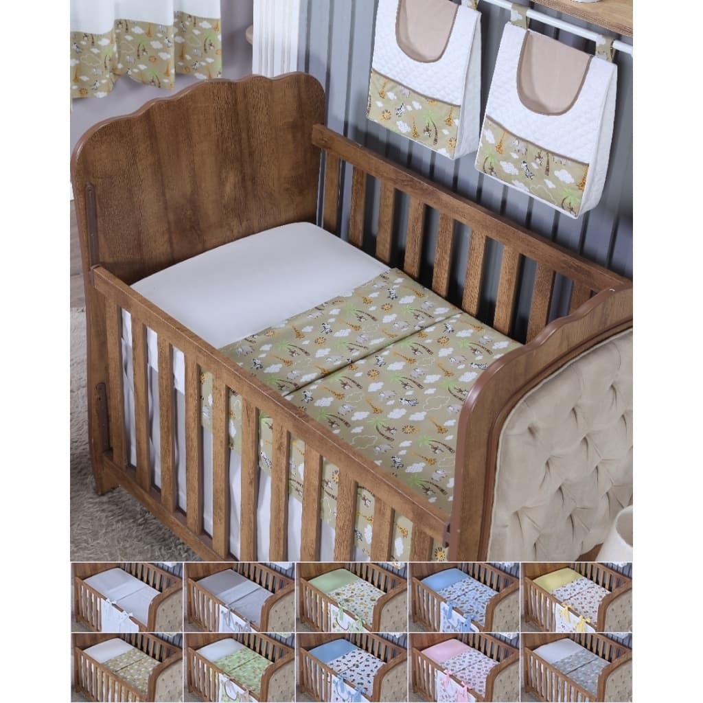 Lençol de Berço Sem Elástico Percal de Algodão Liso Bebe Menino Menina 1 Peça