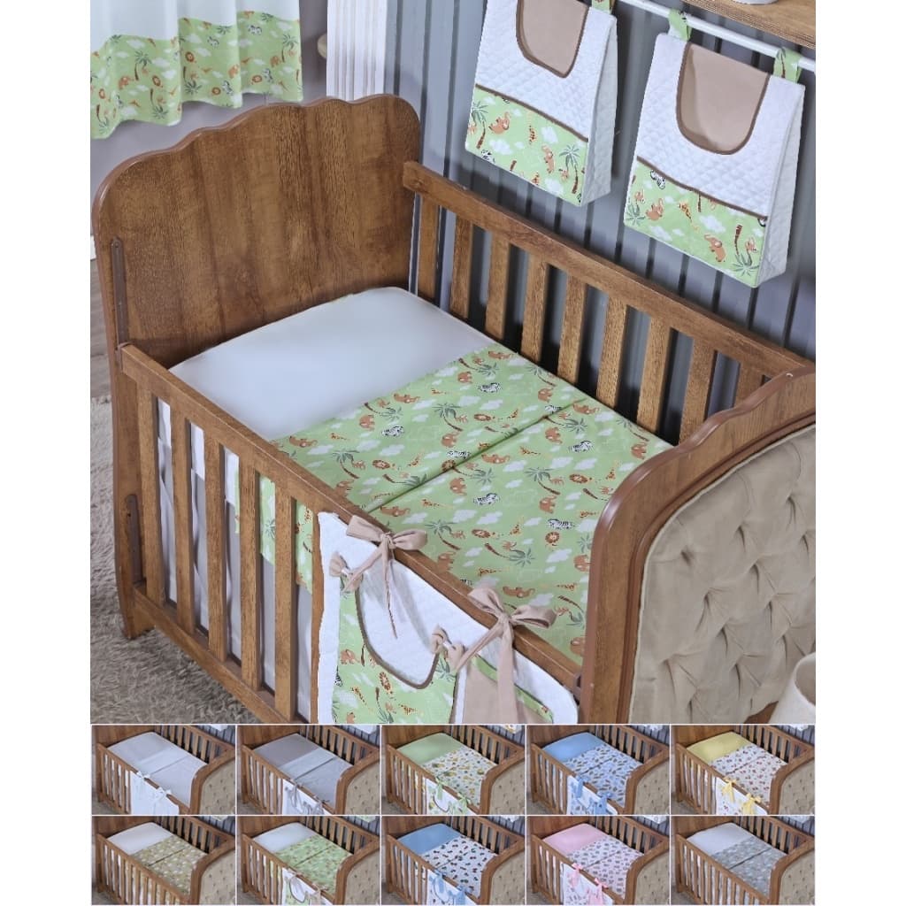 Lençol de Berço Sem Elástico Percal de Algodão Liso Bebe Menino Menina 1 Peça