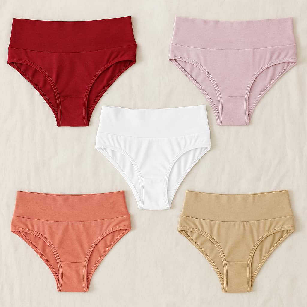 Kit 5 Calcinhas De Algodão Cós Alto Pós Parto – Cotton Premium, Confortáveis e Modeladoras