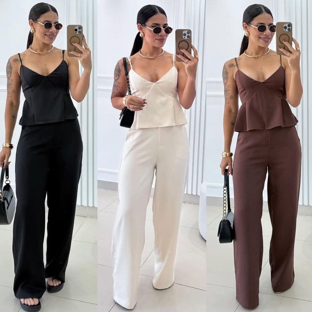 Conjunto Feminino de Alfaiataria com Regata Alça Fina e Calça Reta | 316# PMG