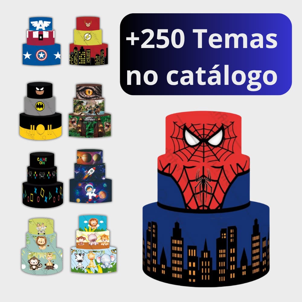 Capa Para Bolo Fake Estampada Eventos Aniversário Festa Trio de Capas Tecido Sublimado Veste Fácil