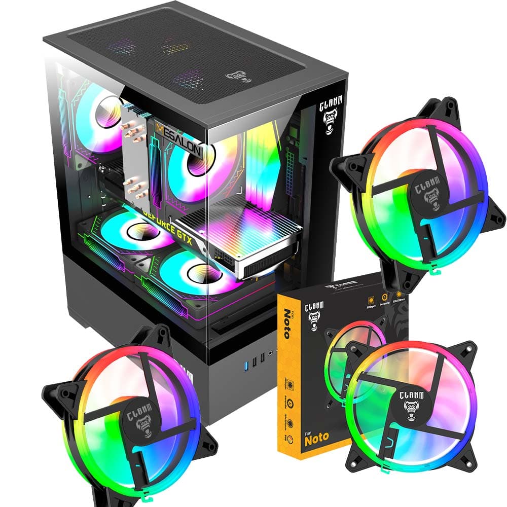 Gabinete Gamer CLANM MEGALON Aquario Vidro Premium Com 3 FAN Cooler RGB inclusas de 120mm