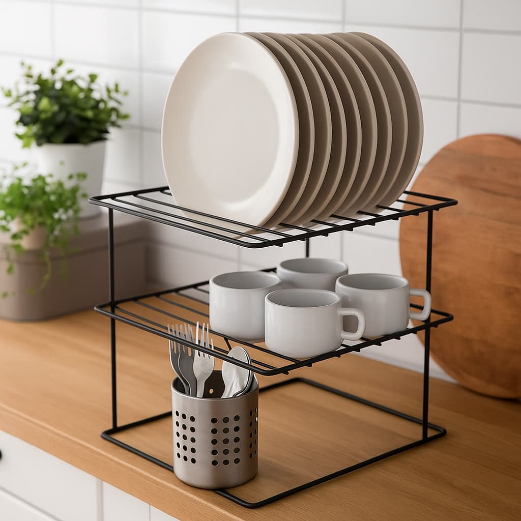 Prateleira de Aço Organizadora de Pratos Divisória de Cozinha Escorredor