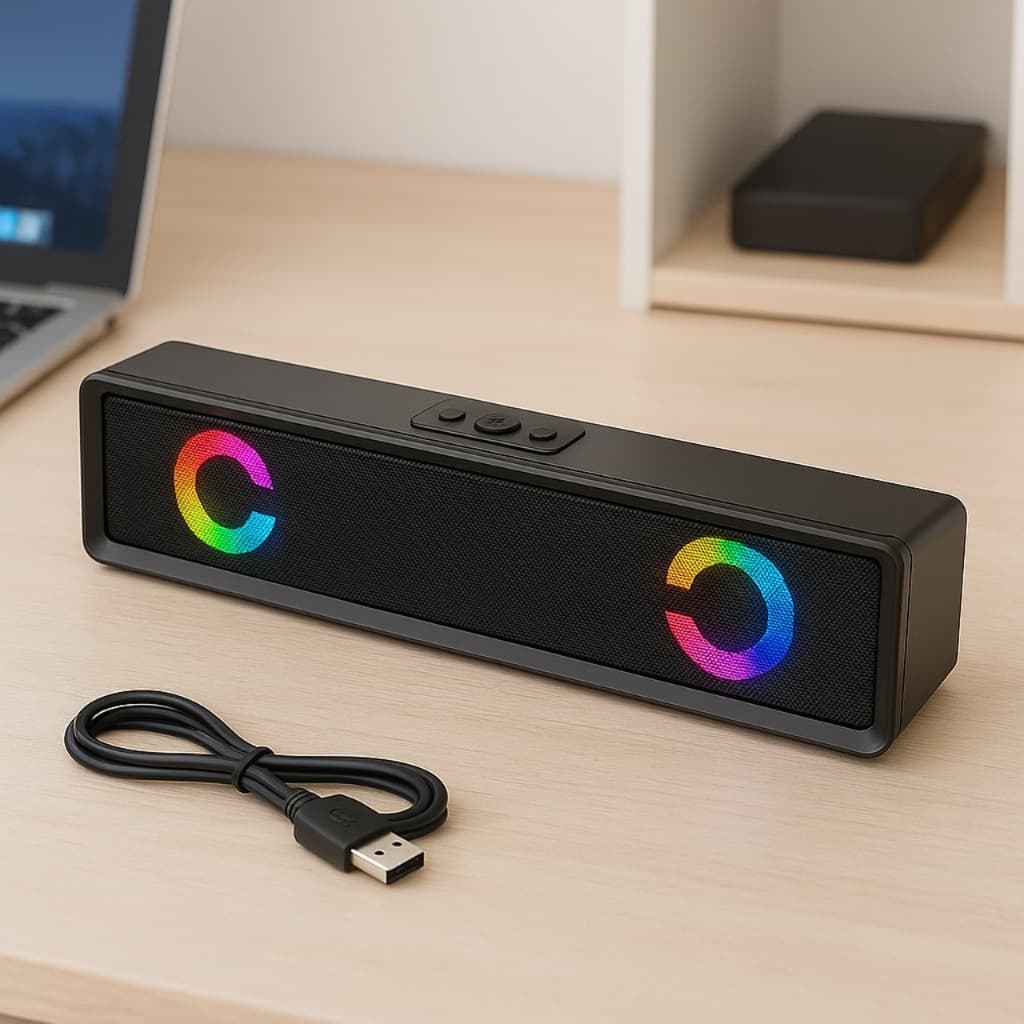 Caixa De Som Pc Computador Notebook Gamer Soundbar Gamer Caixinha Som Subwoofer Para Tv Pc Usb Led