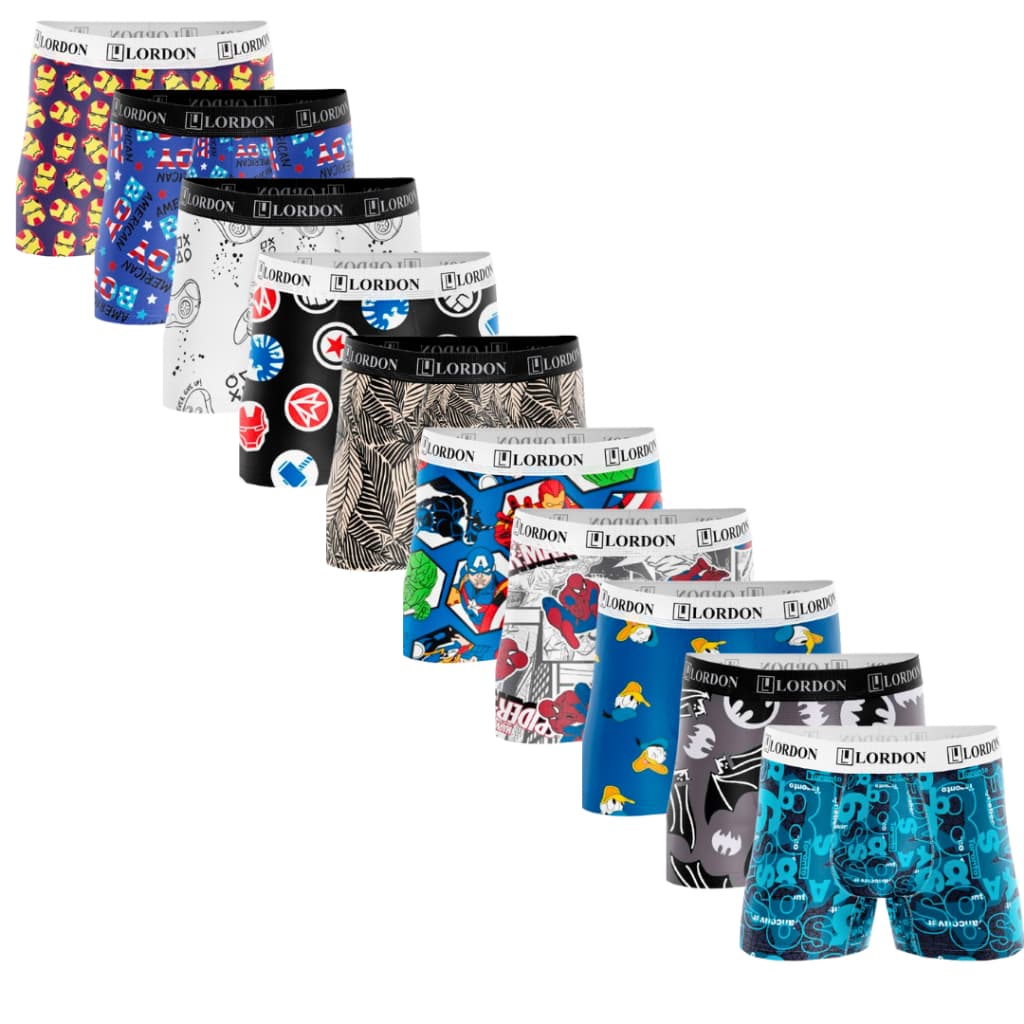 Kit 10 Cuecas Boxer Box Infantil Microfibra Estampada