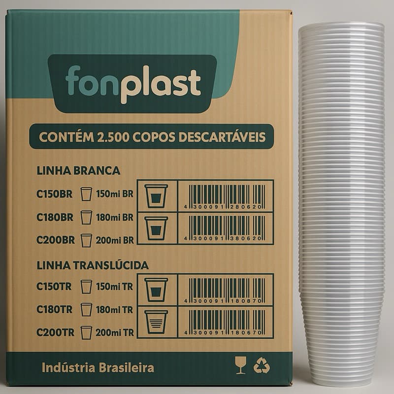 Caixa de copo descartável 180 ml c/ 2500 und