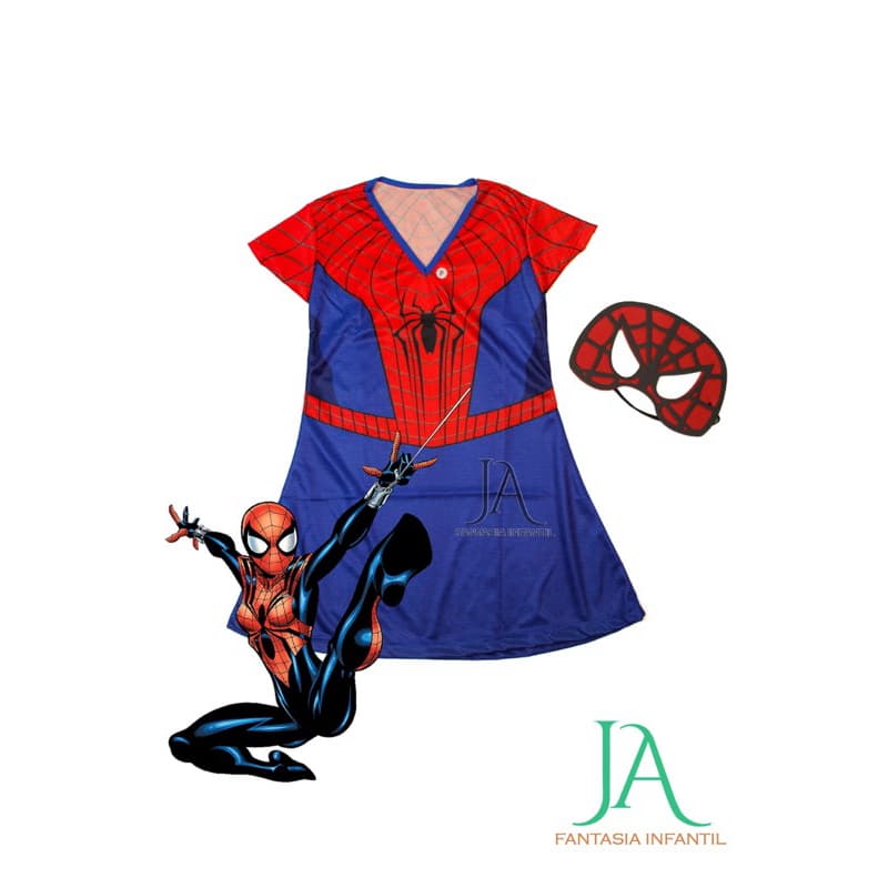 MULHER ARANHA VESTIDO  FANTASIA INFANTIL C/ ACESSÓRIO