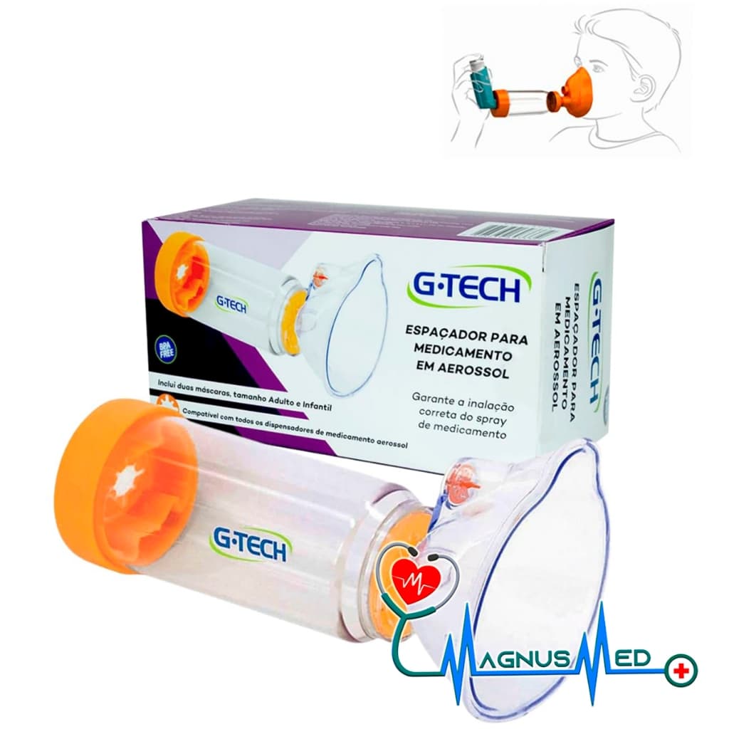 Espaçador Bombinha Asma Medicamento Aerossol Máscaras adulto e infantil G-tech