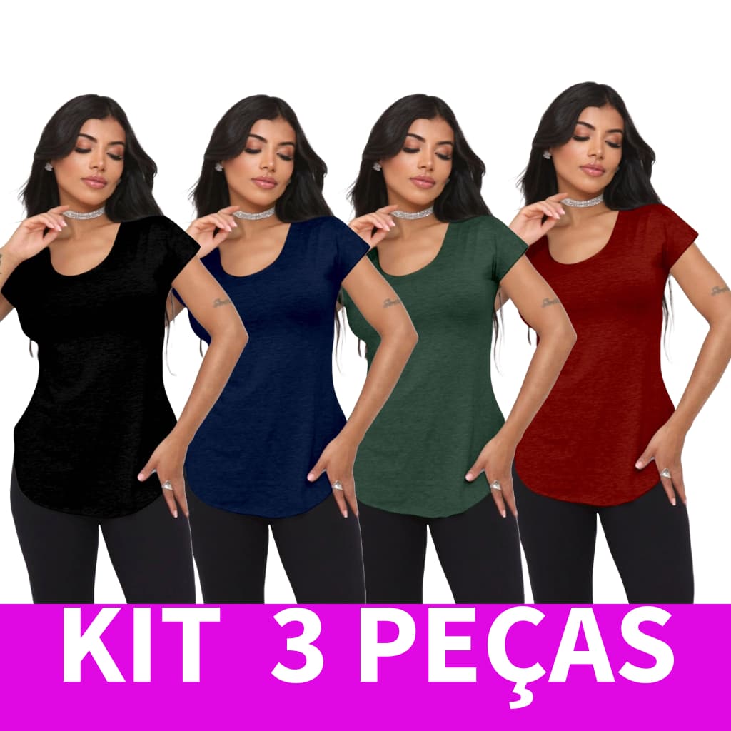 KIT 3  Blusa tapa Bumbum de Viscolycra