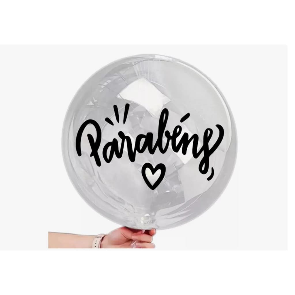 Kit 10 Adesivos Vinil - Parabéns, 15x9cm - Balão, Bubble