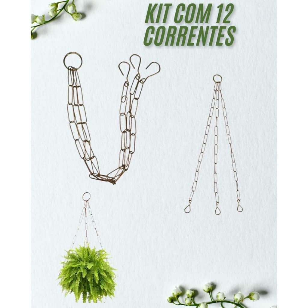 Kit de 12 Correntes Para Vaso de Planta para Jardim