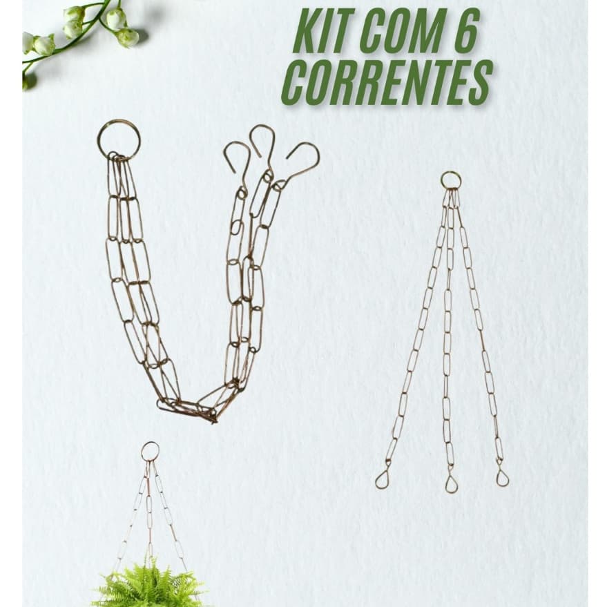 Kit de 6 Correntes Para Vaso de Pendurar de Jardinagem