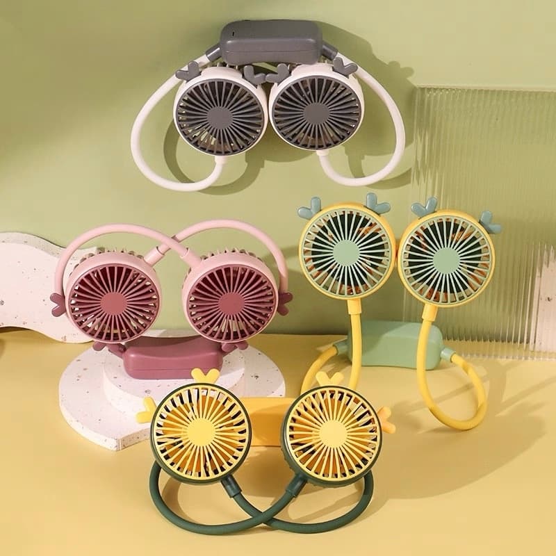 Ventilador De Pescoço Dobravél Portatil Com 5 Velocidades Carregamento USB