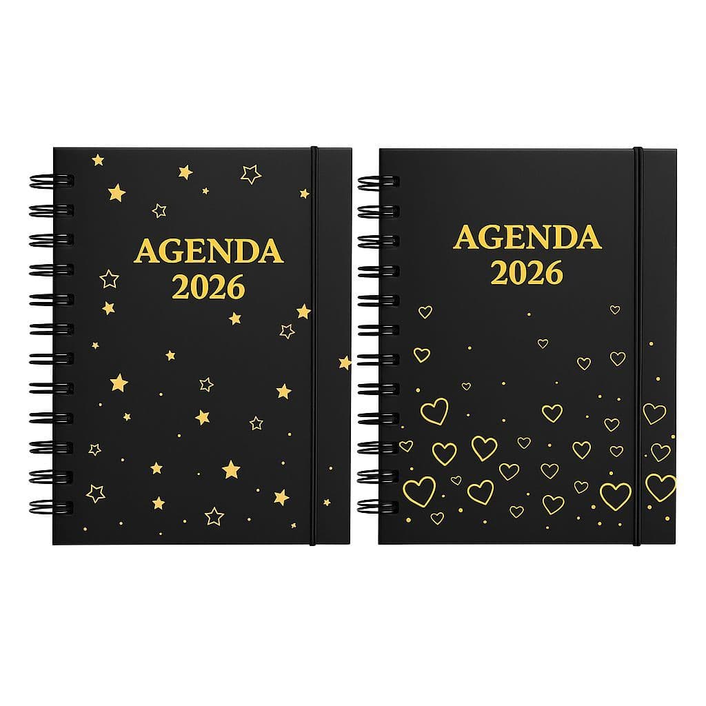 Agenda Diária 2026 Executiva Tamanho A5 Coração e Estrela Fofa