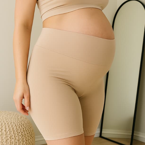 Bermuda Segunda Pele Gestante Feminina Confortável Cintura Alta Para Gravidez