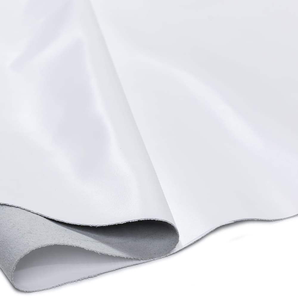 Painel de Couro Genuíno Tipo Madri - 25x35cm Retalho – Placa Textura Leve - Cor: Branco