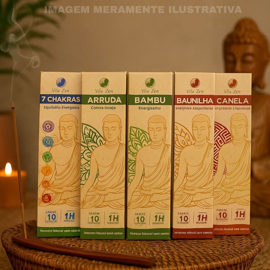 Incenso Aromático Natural Místico Vila Zen Linha Buda Sem Carvão