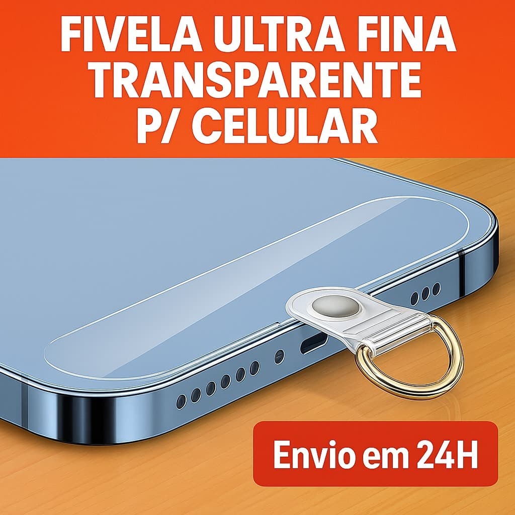 Suporte Fivela Transparente Adaptador Ultra Fina p/ Celular Pendurar Cordão Pulseira - KIT 20 UND