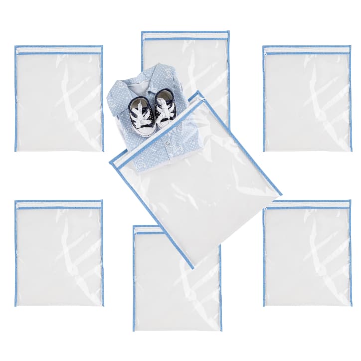 Kit 7 Saquinhos Maternidade Organizador Bebê Mala Viagem Roupa Seca Molhada