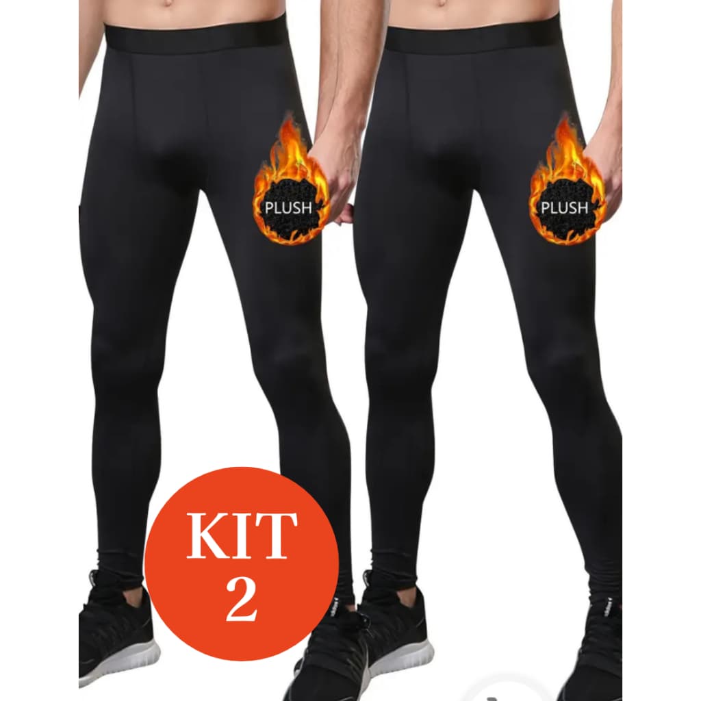 Kit 2 Calça Masculina Adulto Térmica Peluciada Flanelada Para o Frio Inverno Aquece com Pelinhos Para Usar Debaixo Calça