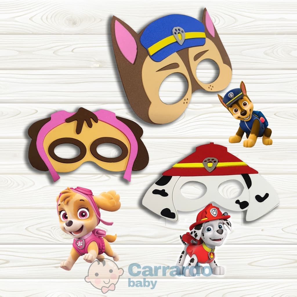 Kit 10 Máscaras Infantis da Patrulha Canina em E.V.A – Produto Artesanal