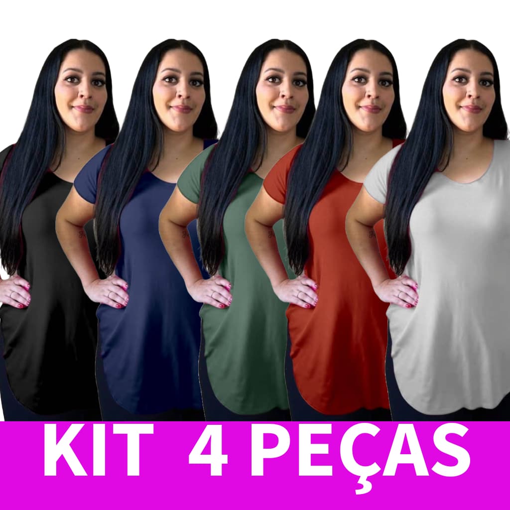 Kit 4 Blusas Tapa Bumbum Plus Size de Viscolycra Fitness