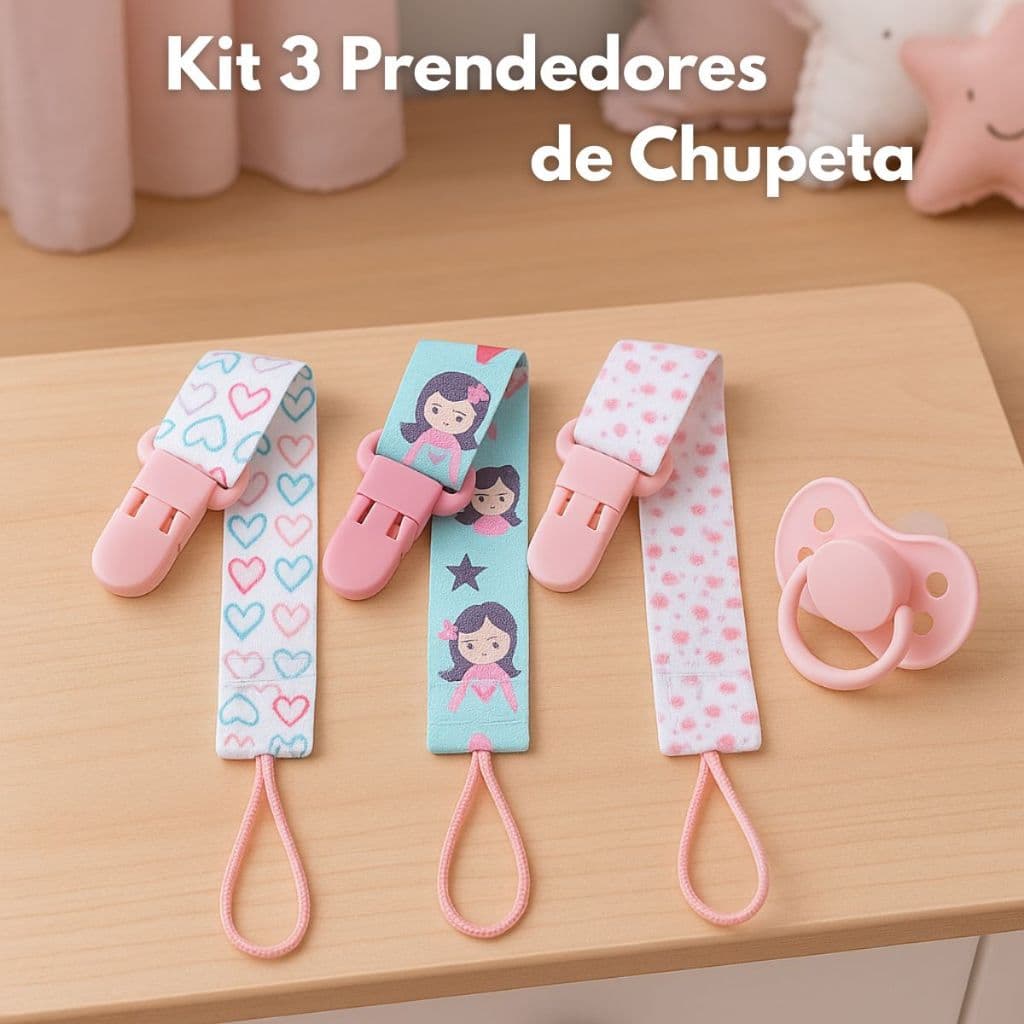 2 e 3 Prendedor de Chupeta Bico Bebe Baby Mam Buba Silicone Avent Philips Kuka Nuk Lolly Lillo MENINA